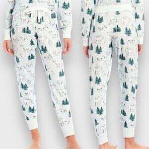 PJ Salvage Polar Bear Print Velour Thermal Pajama Jogger Bottom Size Small New